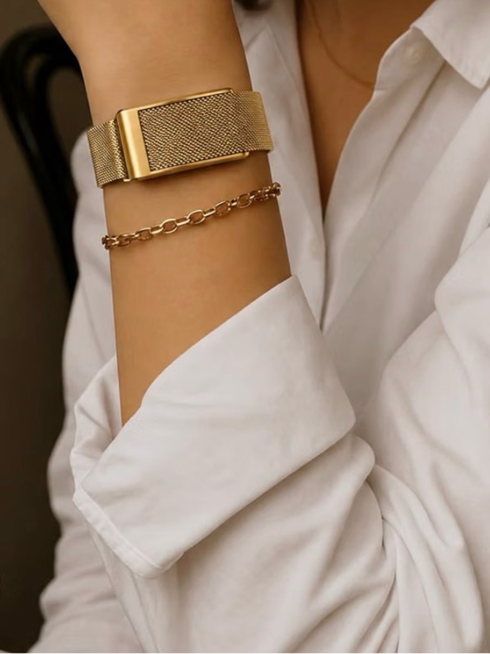 Gold Mesh Cuff Bracelet for Women - Elegant Stackable Accessory